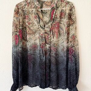 Etro Floral Paisley Sheer Silk Blouse